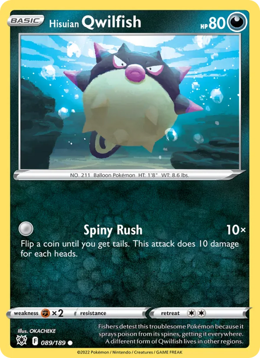Hisuian Qwilfish Reverse Holo 089/189 Astral Radiance Pokémon Card