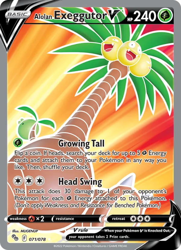 Alolan Exeggutor V Holo 071/78 Pokémon GO Pokémon Card