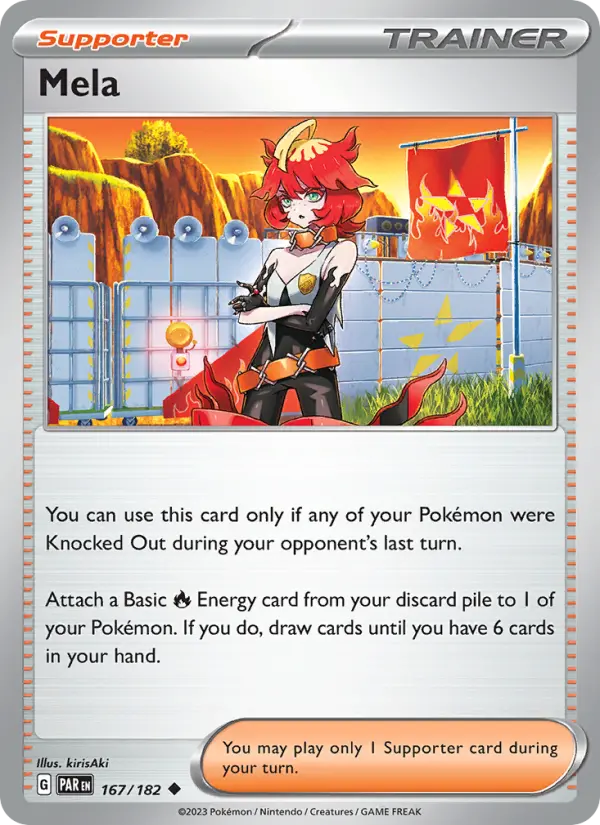 Mela Reverse Holo 167/182 Paradox Rift Pokémon Card
