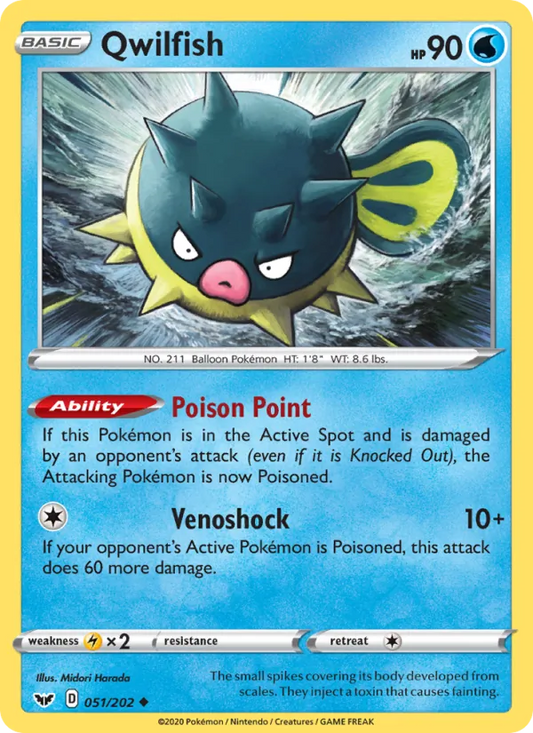 Qwilfish Normal 051/202 Sword & Shield Pokémon Card