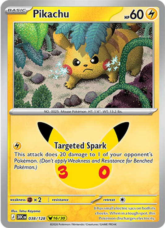 Pikachu Normal 038/128 30th Celebration Pokémon Card