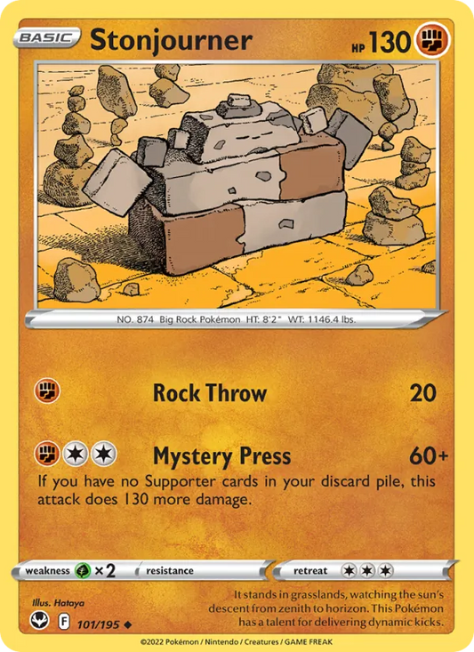 Stonjourner Reverse Holo 101/195 Silver Tempest Pokémon Card