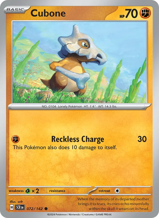 Cubone Normal 072/142 Stellar Crown Pokémon Card
