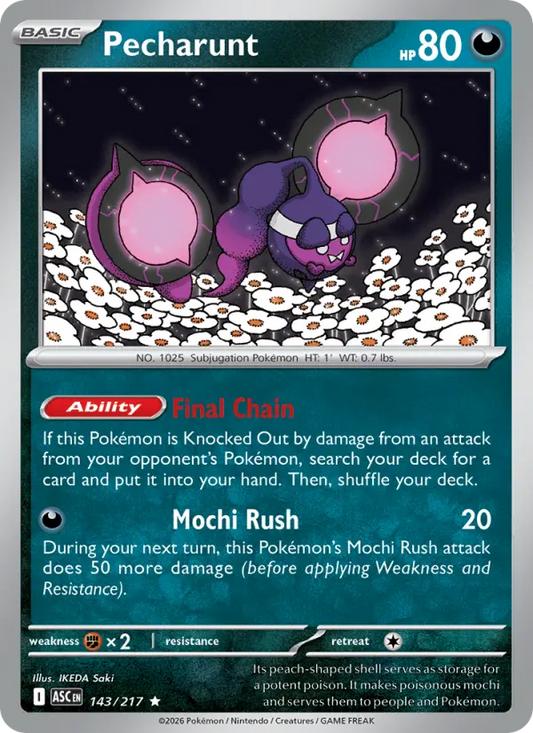Pecharunt Reverse Holo 143/217 Ascended Heroes Pokémon Card