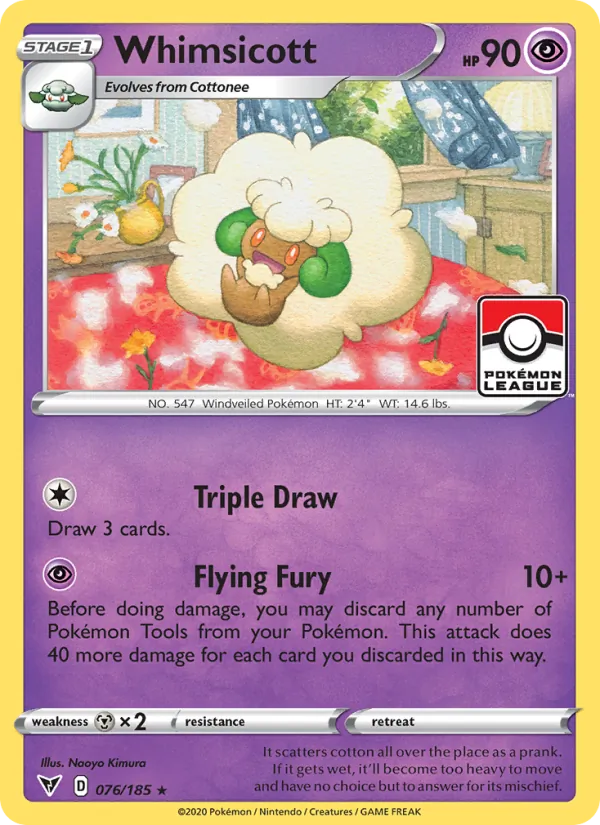 Whimsicott Reverse Holo 076/185 Vivid Voltage Pokémon Card