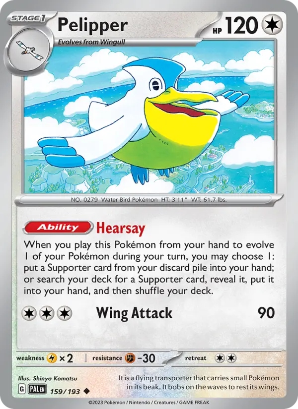 Pelipper Non-Foil 159/193 Paldea Evolved Pokémon Card