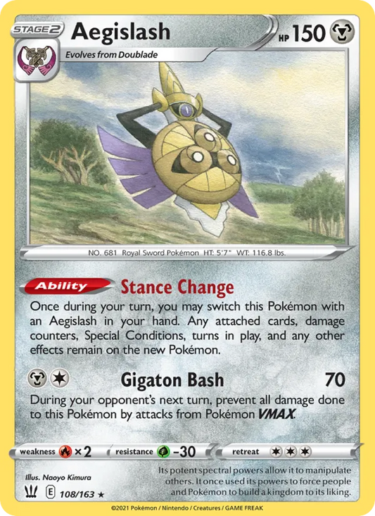 Aegislash Reverse Holo 108/163 Battle Styles Pokémon Card