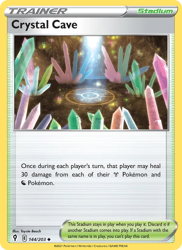 Crystal Cave Reverse Holo 144/203 Evolving Skies Pokémon Card