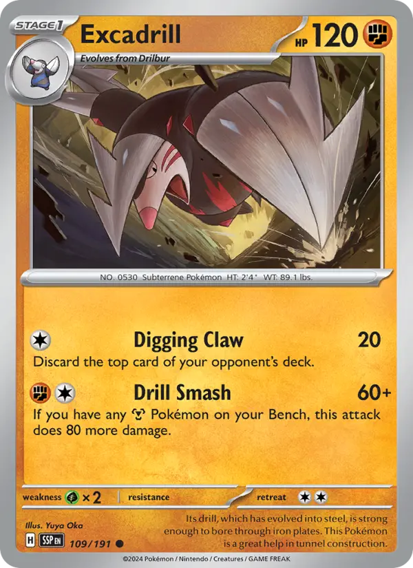 Excadrill Reverse Holo 109/191 Surging Sparks Pokémon Card