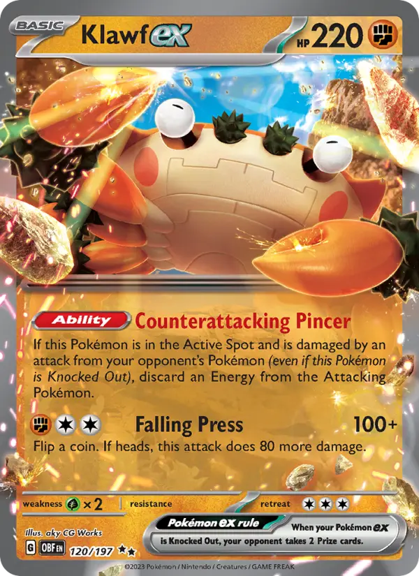 Klawf ex Holo 120/197 Obsidian Flames Pokémon Card
