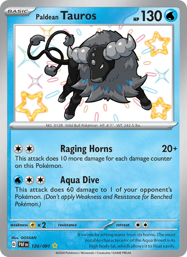 Paldean Tauros Holo 120/91 Paldean Fates Pokémon Card