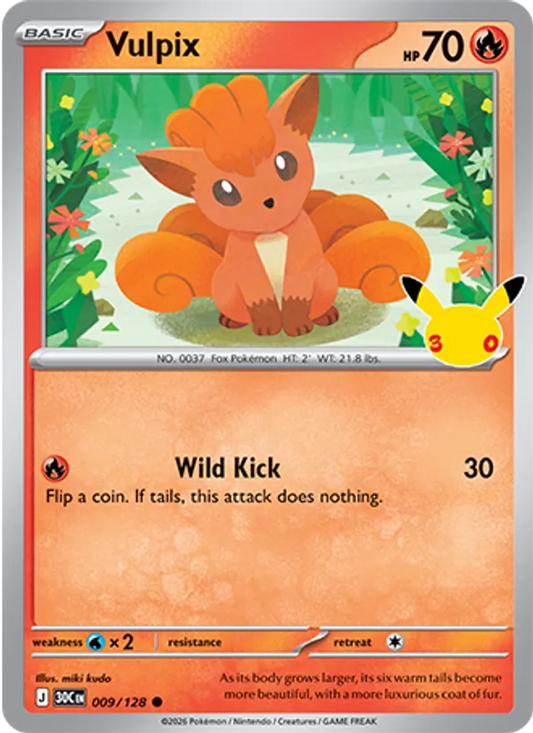Vulpix Normal 009/128 30th Celebration Pokémon Card