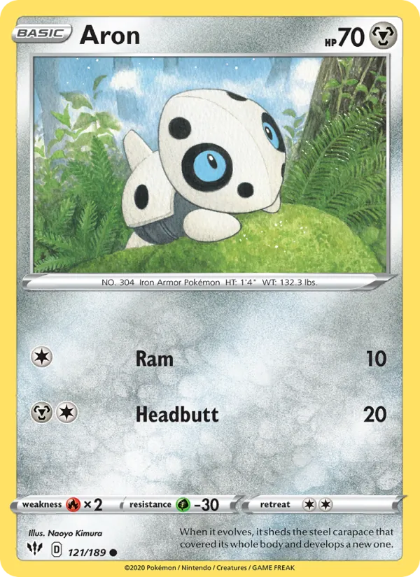 Aron Reverse Holo 121/189 Darkness Ablaze Pokémon Card