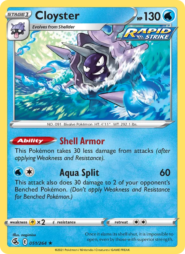 Cloyster Reverse Holo 051/264 Fusion Strike Pokémon Card