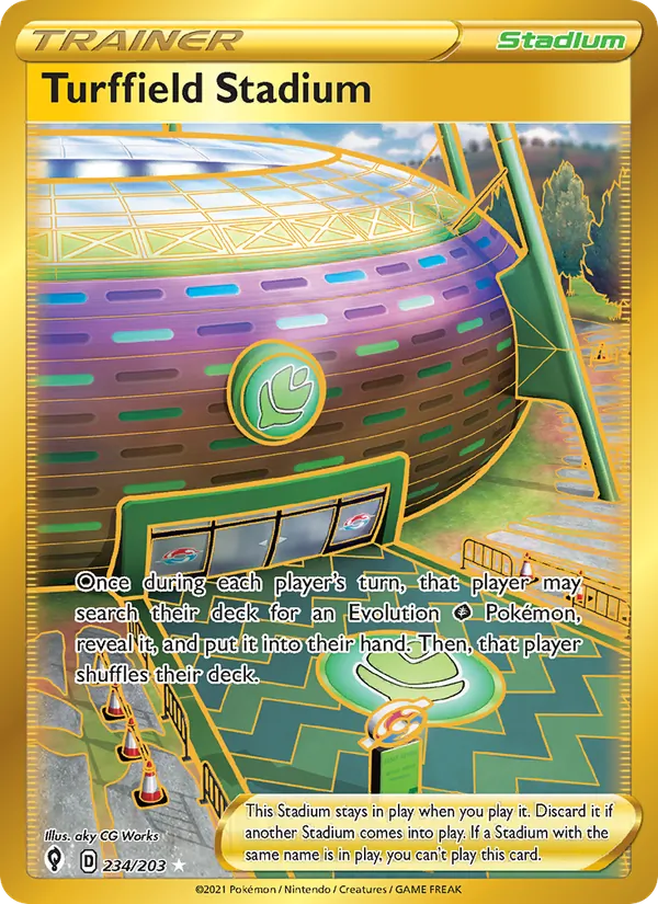 Turffield Stadium Holo 234/203 Evolving Skies Pokémon Card