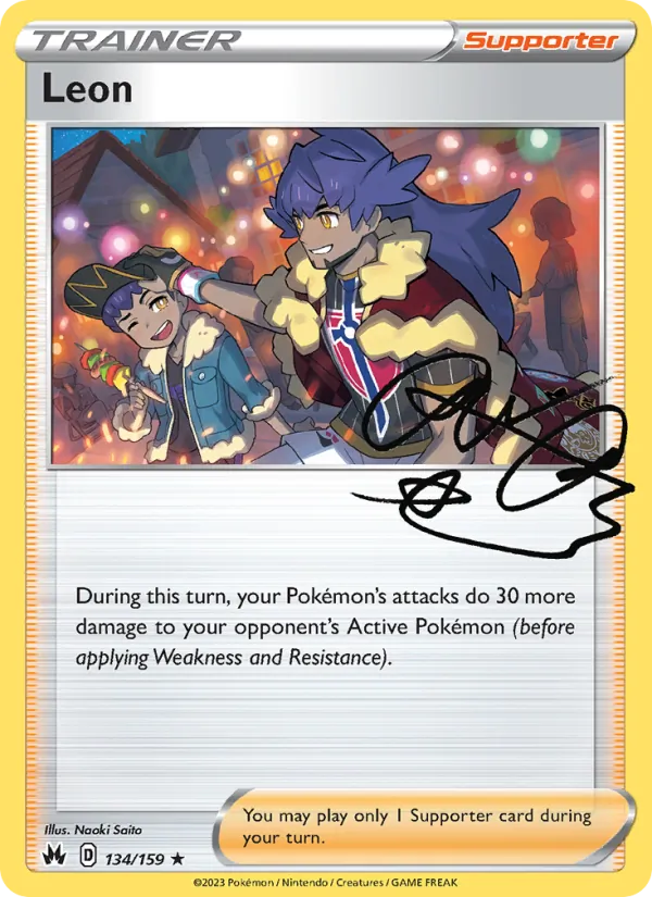 Leon Reverse Holo 134/159 Crown Zenith Pokémon Card