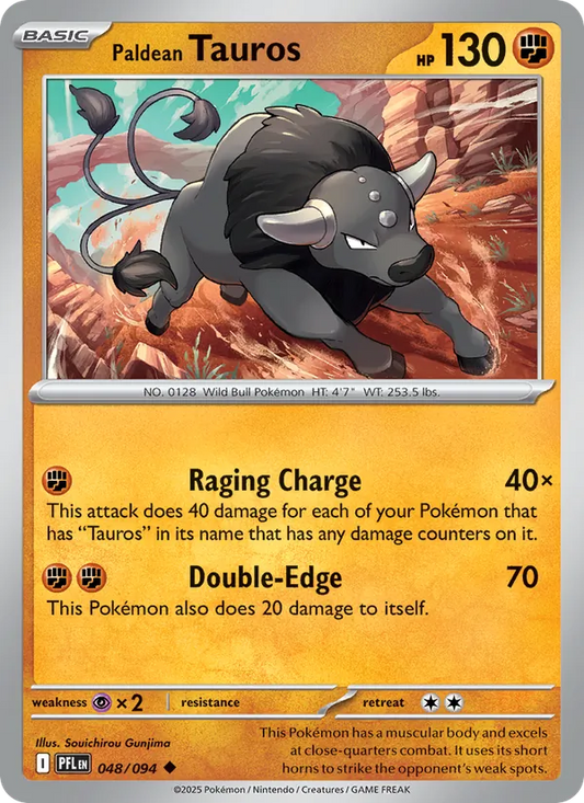 Paldean Tauros Non-Holo 048/94 Phantasmal Flames Pokémon Card