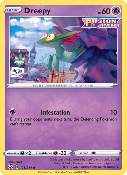 Dreepy Reverse Holo 128/264 Fusion Strike Pokémon Card