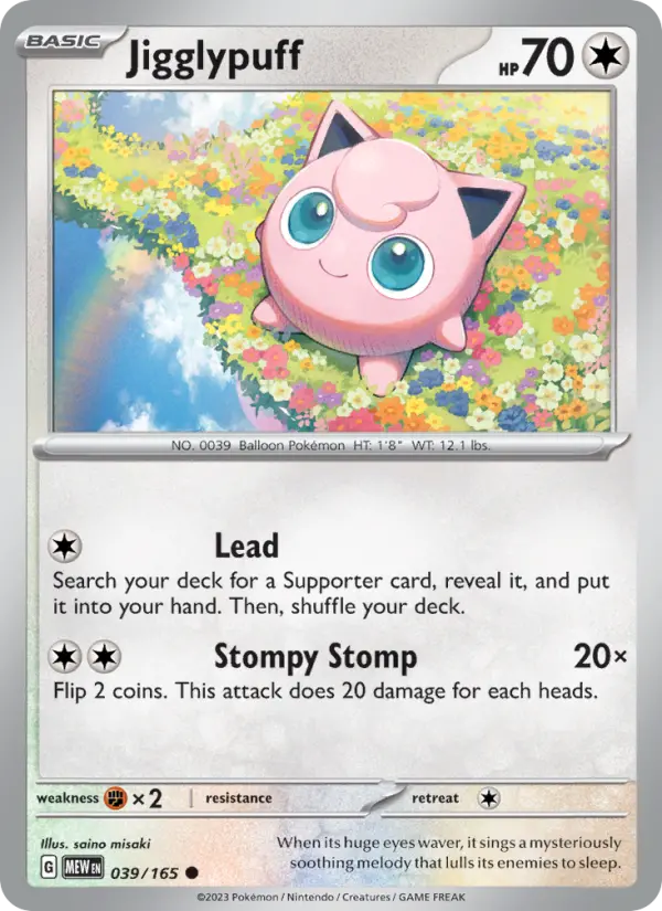 Jigglypuff Reverse Holo 039/165 151 Pokémon Card