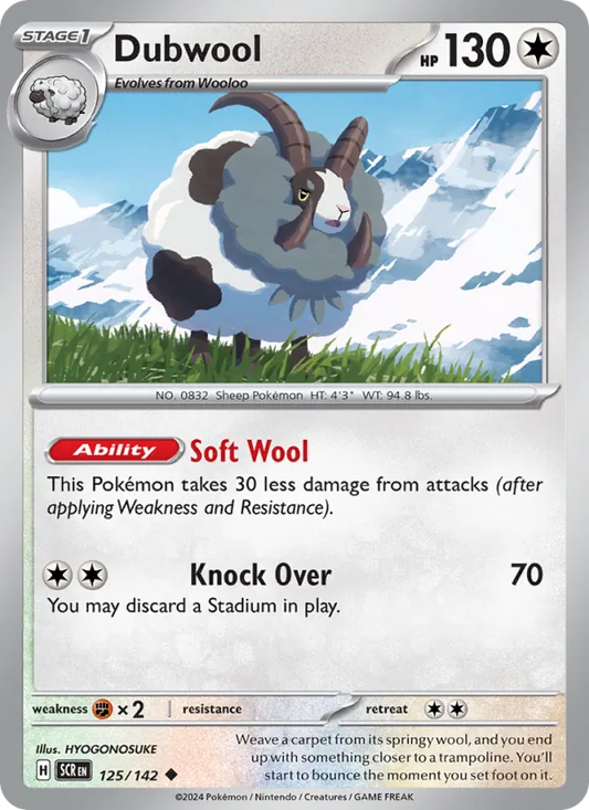 Dubwool Normal 125/142 Stellar Crown Pokémon Card