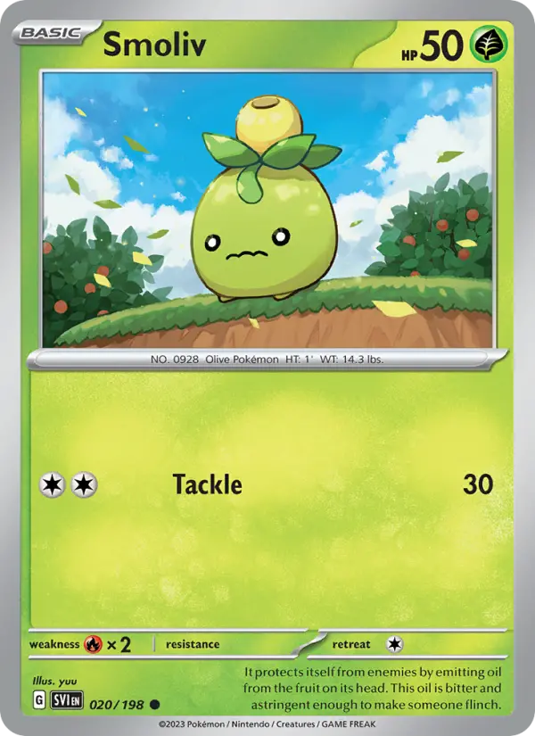 Smoliv Non-Foil 020/198 Scarlet & Violet Pokémon Card