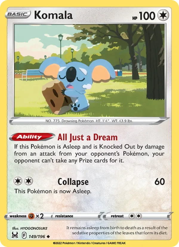 Komala Reverse Holo 149/196 Lost Origin Pokémon Card