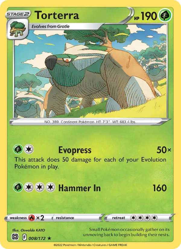 Torterra Reverse Holo 008/172 Brilliant Stars Pokémon Card