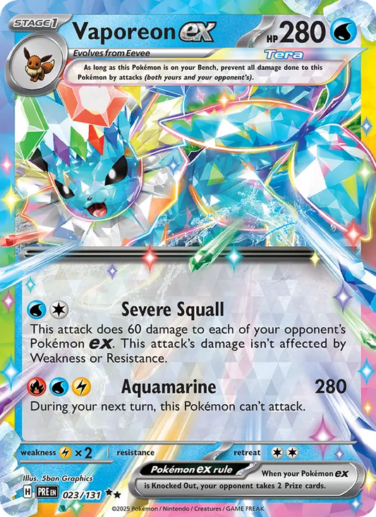 Vaporeon ex Holo 023/131 Prismatic Evolutions Pokémon Card