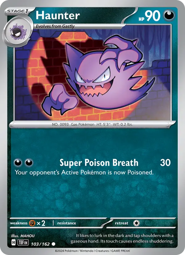 Haunter Reverse Holo 103/162 Temporal Forces Pokémon Card