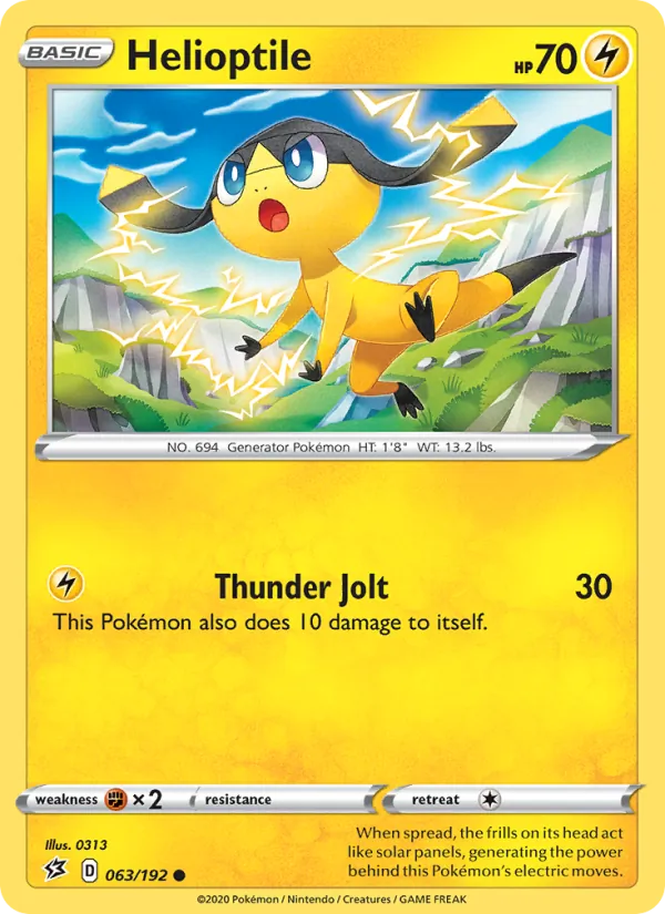 Helioptile Reverse Holo 063/192 Rebel Clash Pokémon Card