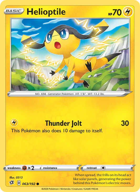Helioptile Reverse Holo 063/192 Rebel Clash Pokémon Card