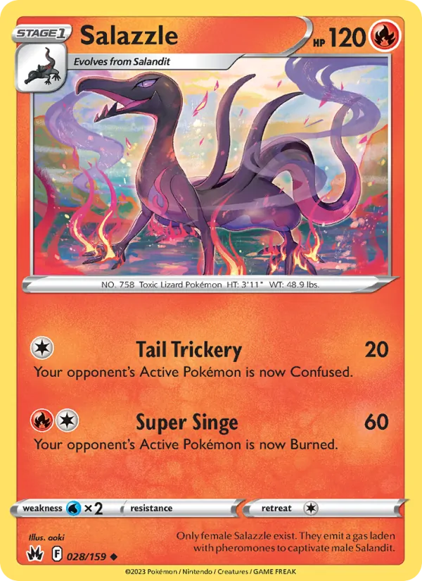 Salazzle Reverse Holo 028/159 Crown Zenith Pokémon Card