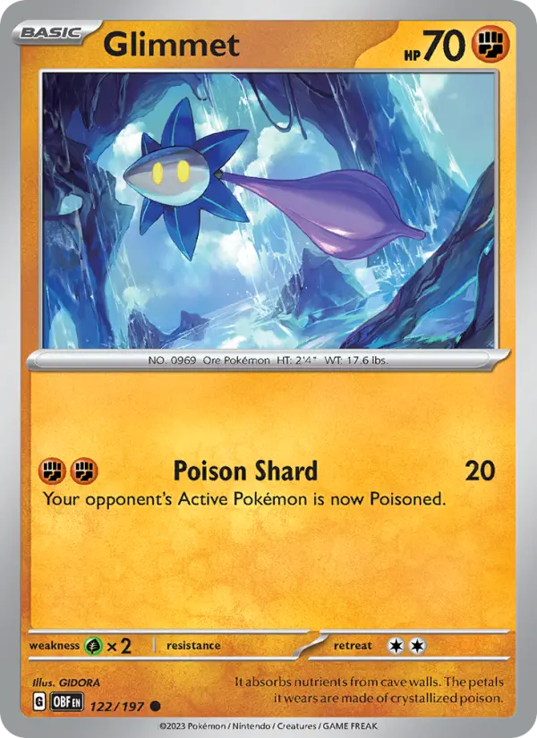 Glimmet Reverse Holo 122/197 Obsidian Flames Pokémon Card