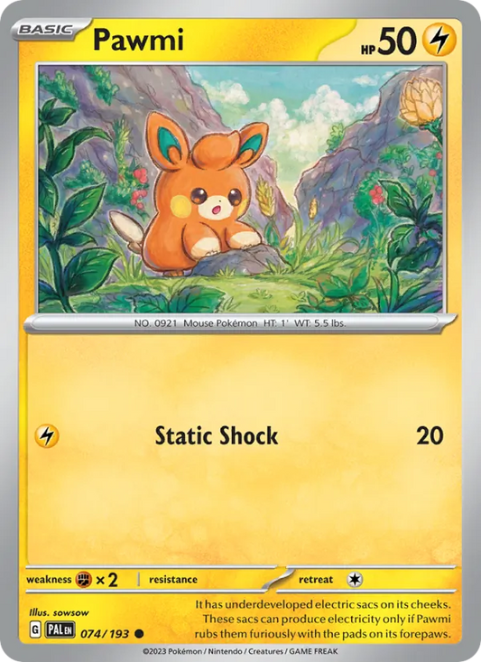 Pawmi Normal 074/193 Paldea Evolved Pokémon Card