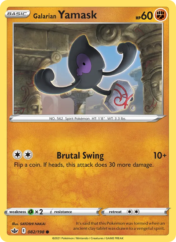Galarian Yamask Reverse Holo 082/198 Chilling Reign Pokémon Card