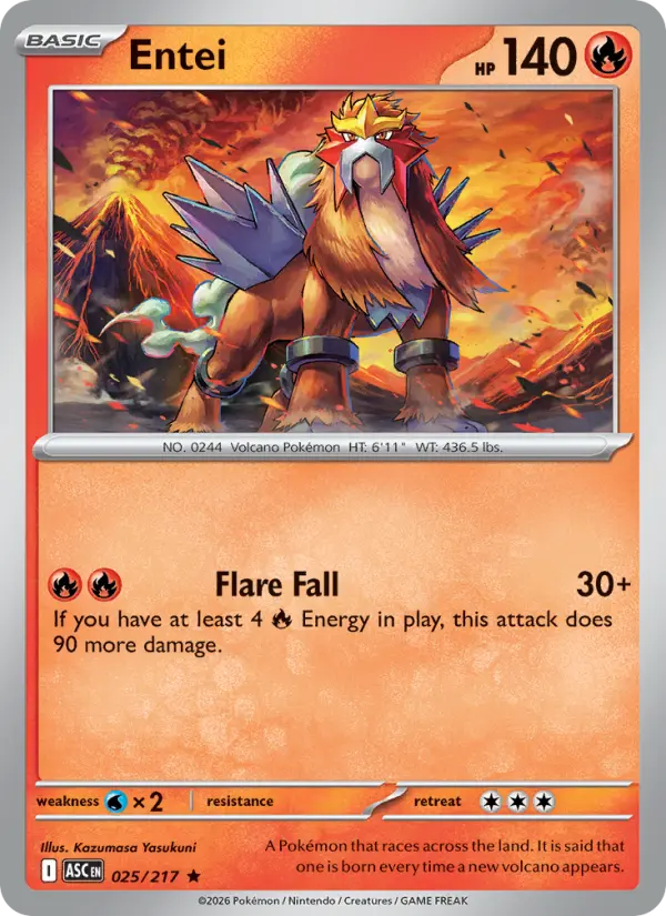 Entei Reverse Holo 025/217 Ascended Heroes Pokémon Card