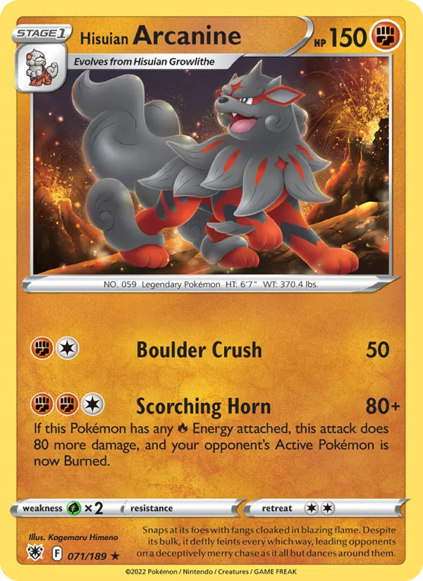 Hisuian Arcanine Reverse Holo 071/189 Astral Radiance Pokémon Card