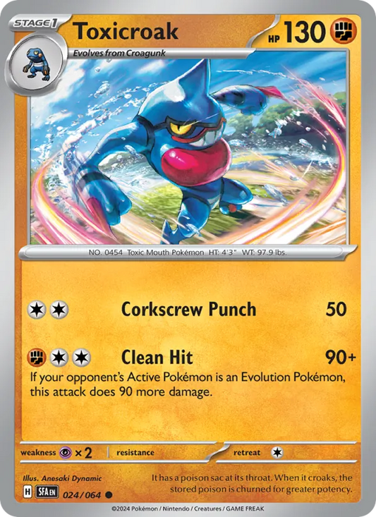 Toxicroak Normal 024/64 Shrouded Fable Pokémon Card
