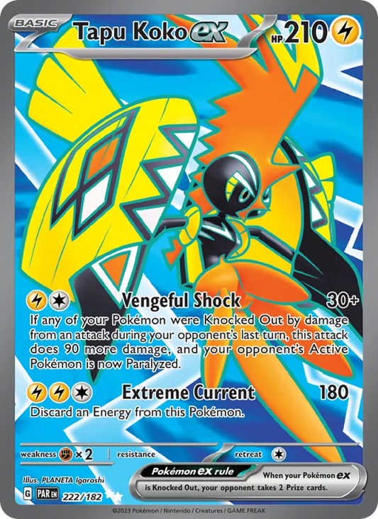 Tapu Koko ex Holo 222/182 Paradox Rift Pokémon Card