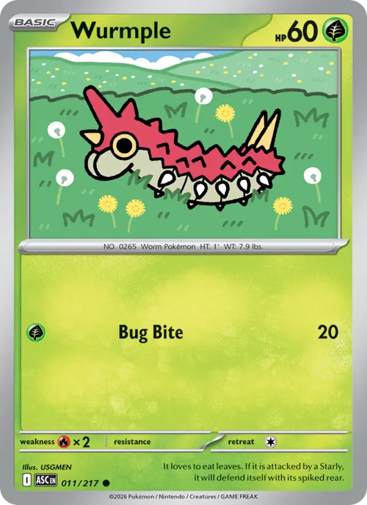 Wurmple Reverse Holo 011/217 Ascended Heroes Pokémon Card