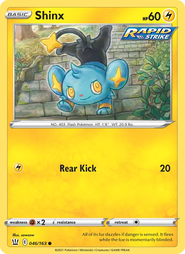 Shinx Reverse Holo 046/163 Battle Styles Pokémon Card