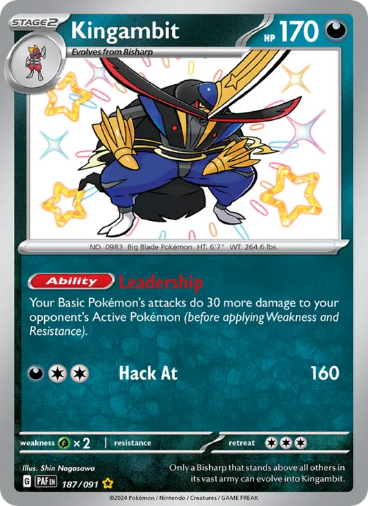 Kingambit Holo 187/91 Paldean Fates Pokémon Card