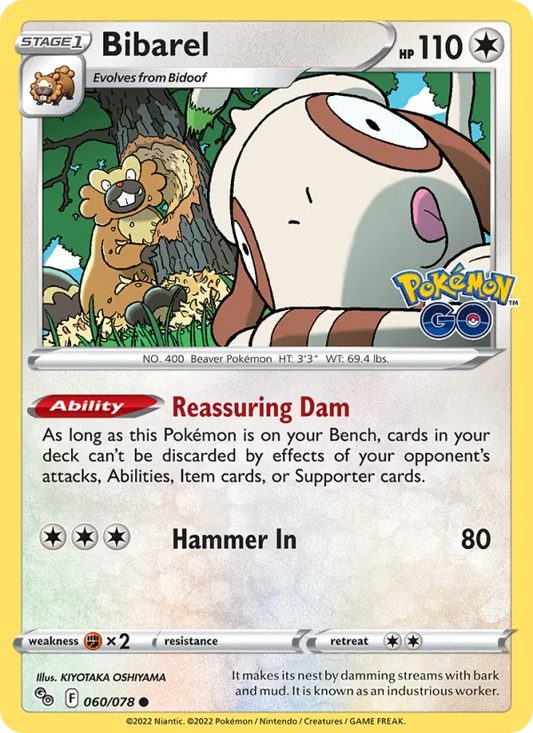 Bibarel Reverse Holo 060/78 Pokémon GO Pokémon Card