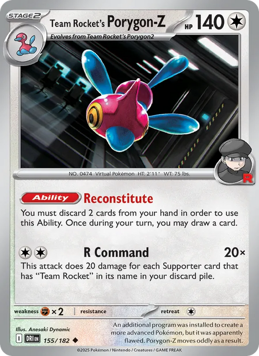 Team Rocket's Porygon-Z Normal 155/182 Destined Rivals Pokémon Card