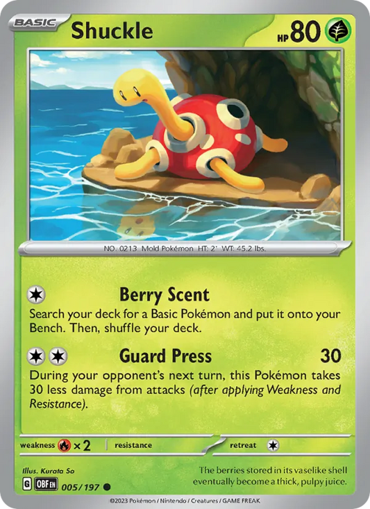 Shuckle Normal 005/197 Obsidian Flames Pokémon Card