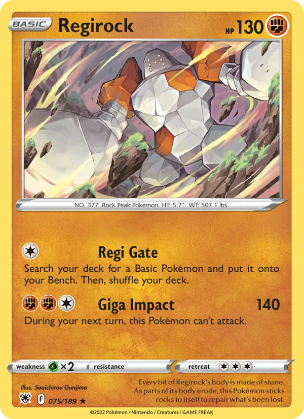 Regirock Reverse Holo 075/189 Astral Radiance Pokémon Card