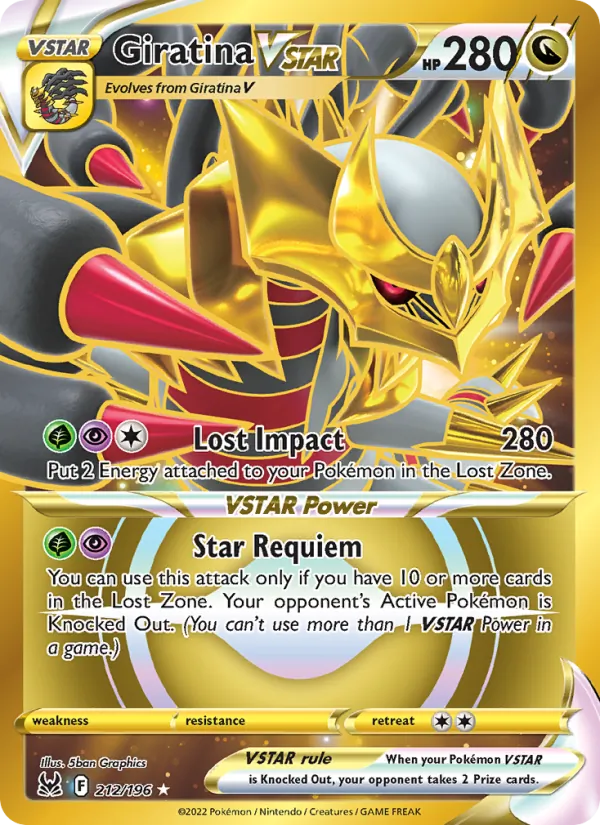 Giratina VSTAR Holo 212/196 Lost Origin Pokémon Card