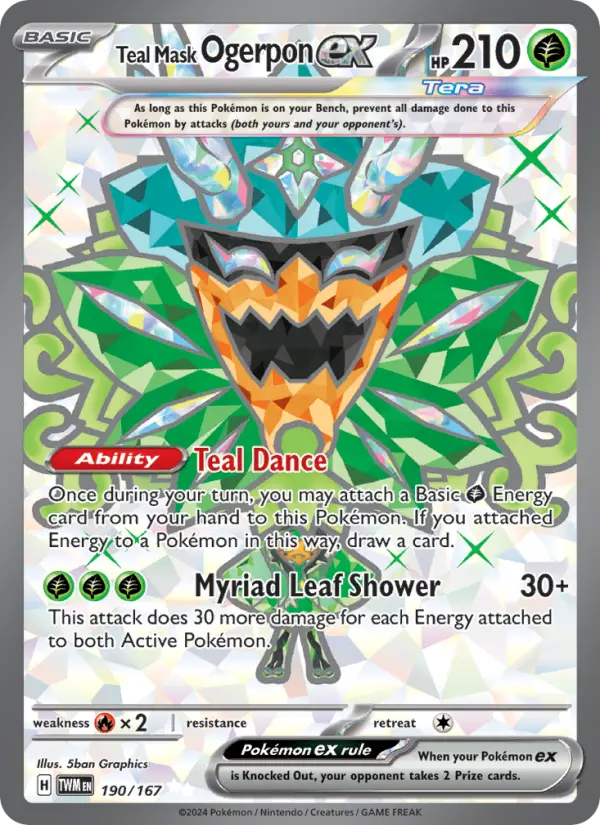 Teal Mask Ogerpon ex Holo 190/167 Twilight Masquerade Pokémon Card