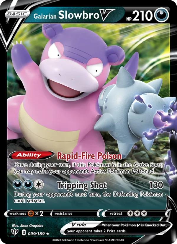 Galarian Slowbro V Holo 099/189 Darkness Ablaze Pokémon Card