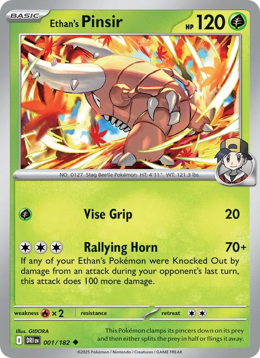 Ethan's Pinsir Normal 001/182 Destined Rivals Pokémon Card